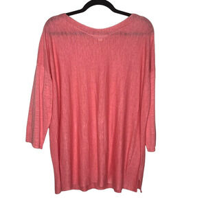 J. Jill Women's size XL Tunic Top Linen Blend Knit 3/4 Sleeve Pink Coral